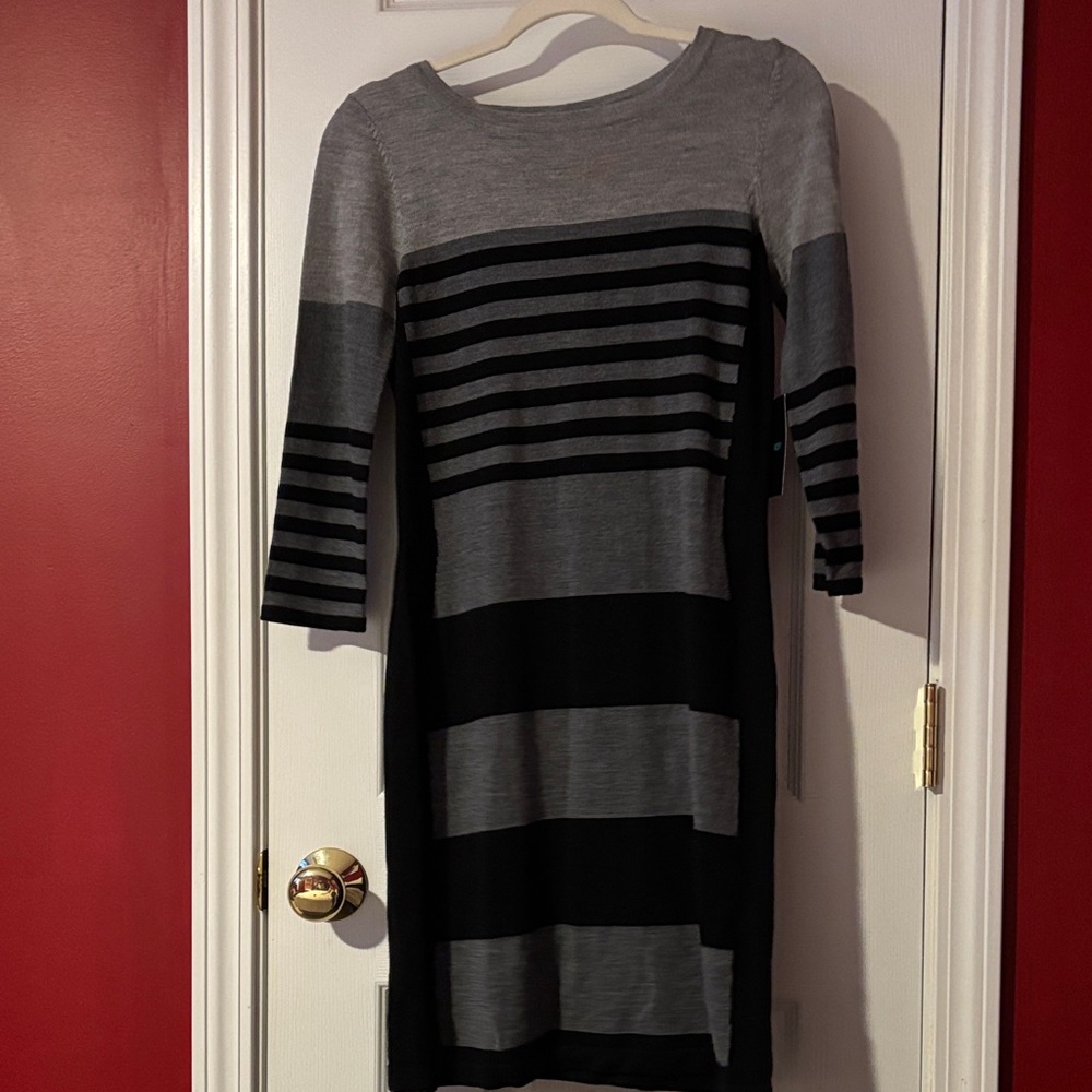 Cynthia Rowley Black and Gray Long Sleeve Dress